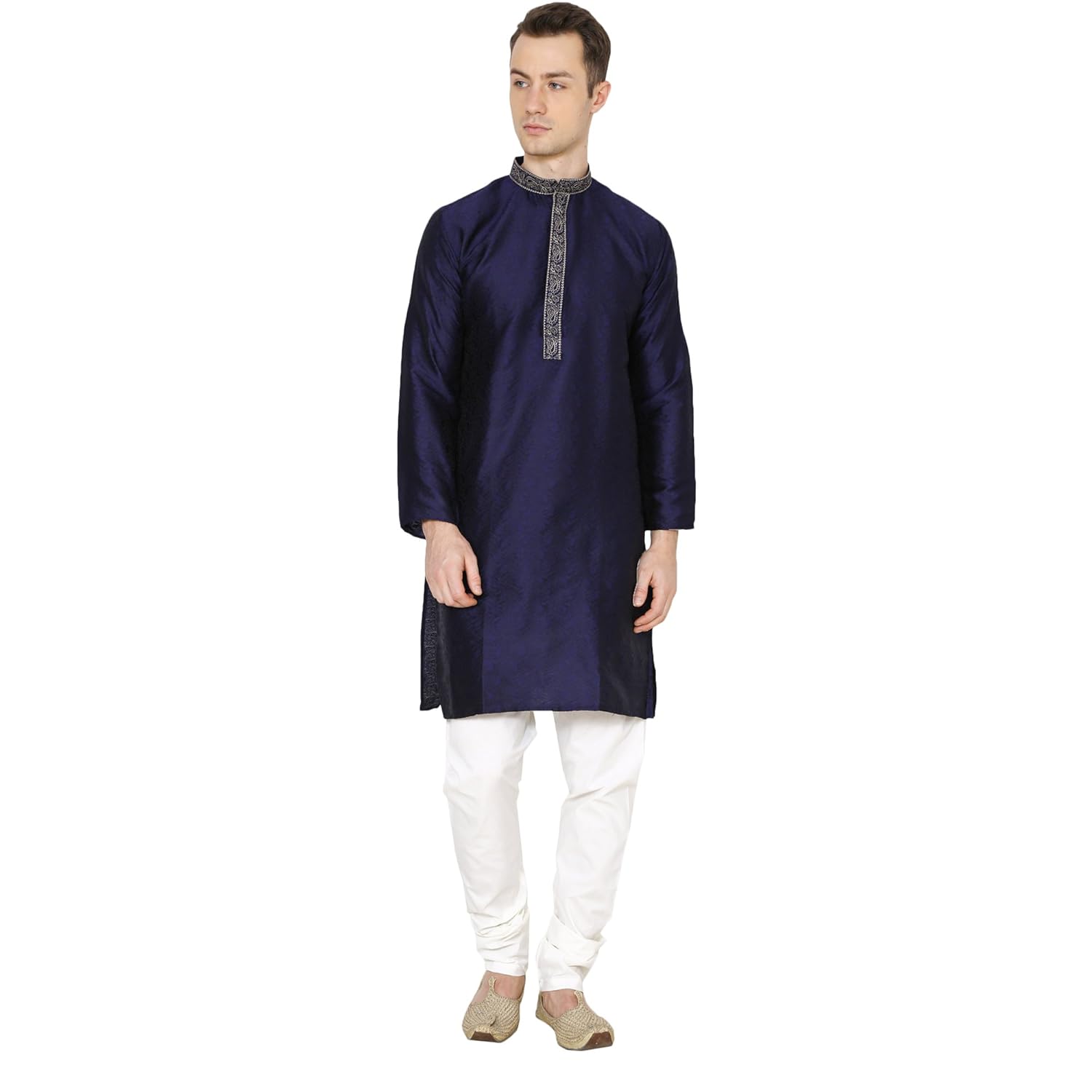 royal kurta men's jacqaurd silk embroidered kurta pyjama set