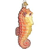 Old World Christmas Ornaments Orange Sea Horse Glass Blown Ornaments for Christmas Tree