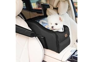 Nasonet Dog Car Seat, Center Console Car Seat for Small Pets, Portable Booster Seat, Puppy Carrier Travel Backpack Includes Safety Tether for Pets Up to 15 lbs(Black)