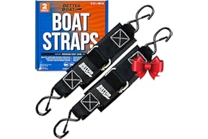 BETTER BOAT Boat Tie Down Straps to Trailer, 2 Inch x 48 Inch Marine Grade Transom Straps, Heavy Duty Manual Buckle Clasp, Short, Boat Tie Downs for Trailer, Jet Ski, 4 Ft