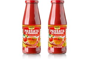 Sanniti Passata di Pomodoro | Strained Tomatoes | 100% Natural Italian Tomatoes | 23.9 oz Glass Jar| Product of Italy | No Additives or Preservatives (Pack of 2)
