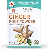 Organic Ginger Root Powder 3oz (85g) - High in Gingerols & Polyphenols, Raw from India, Warm Earthy & Sweet Culinary Spice Pe