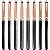 Urtlia Professional Small Pencil Eyeshadow Brush 8Pcs for Eye Shadow Eyeliner Smudge Blending Precision Perfect Cut Crease Makeup Brushes Tool Set（Black-EA01）