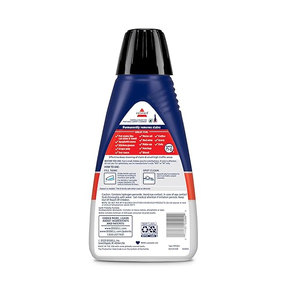 BISSELL PROFESSIONAL SPOT AND STAIN + OXY PORTABLE MACHINE FORMULA, 32 OZ, SINGLE, 32 FL OZ