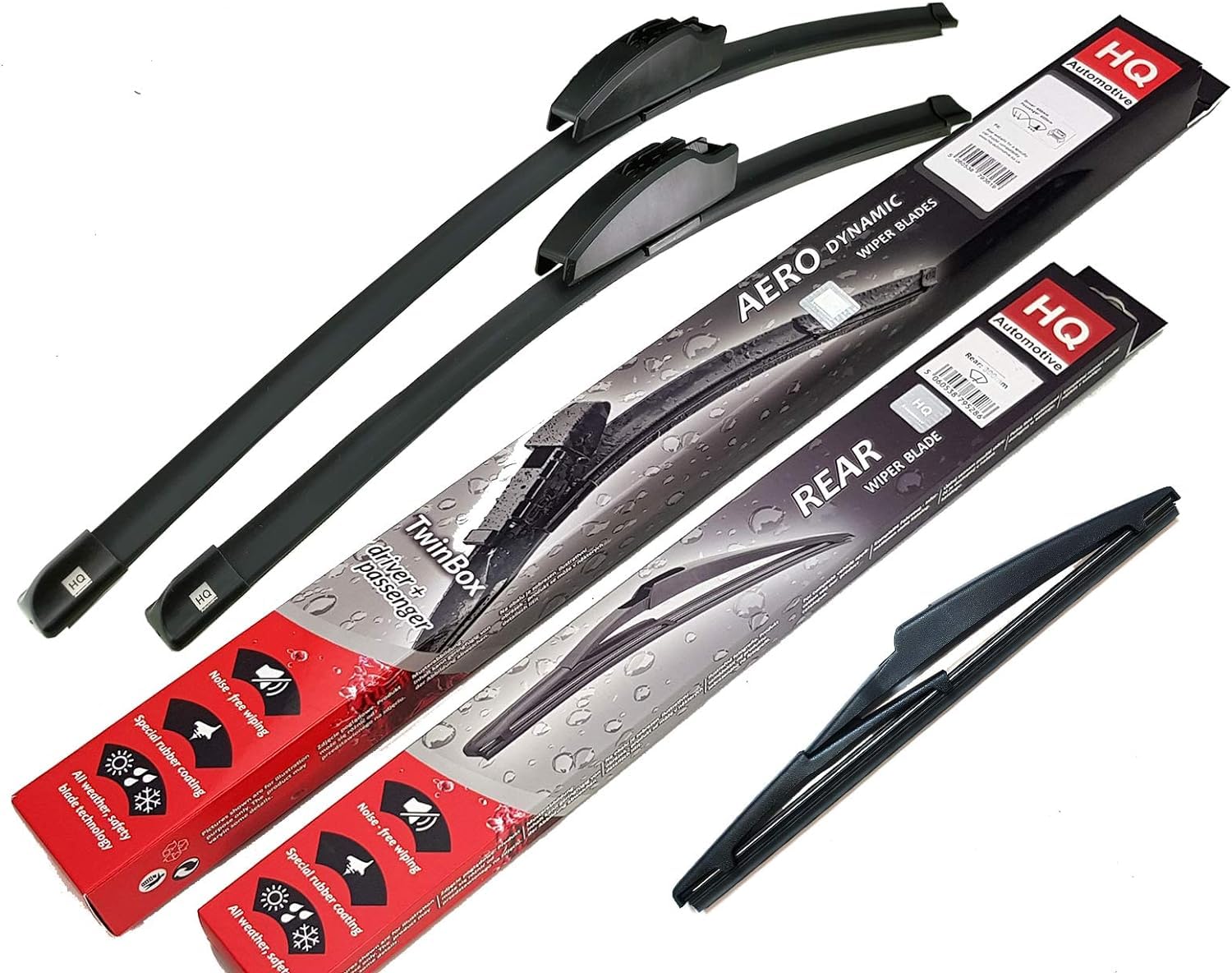 Front & Rear kit of Aero Flat Windscreen Wiper Blades AD02-421|HQ10B