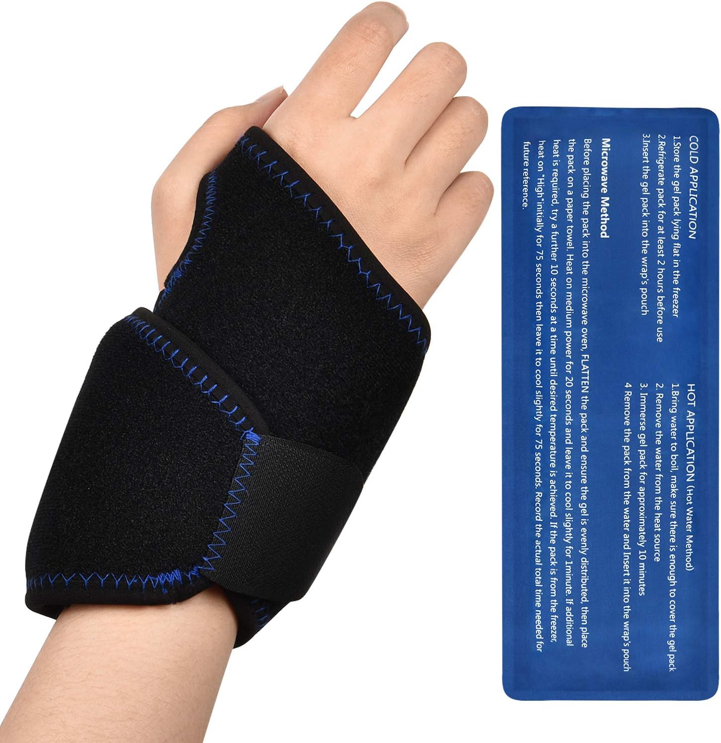 Wrist Ice Pack Wrap, Adjustable Comfortable Cold Compress Gel Pack, Hot