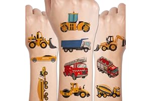 CHARLENT Cars and Trucks Tattoos for Kids - 14 Sheets Cars Construction Tractor Temporary Tattoos for Boys Birthday Party Favors Goodie Bag Fillers