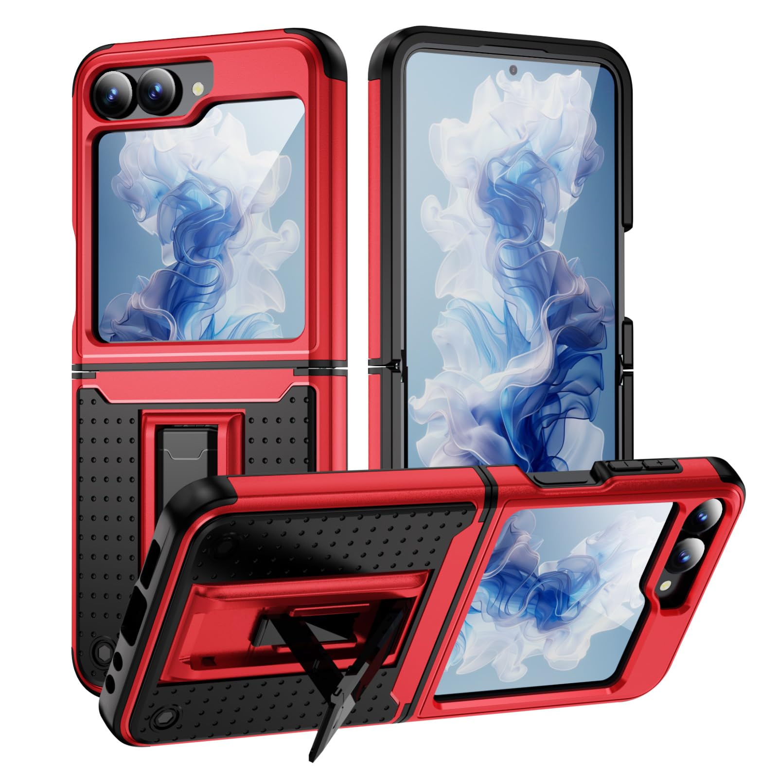 Jeylly Case for Samsung Galaxy Z Flip 6, Heavy Duty Shockproof Anti Scratch Hard PC with Non Slip Grip Dual Layer Full Body Protective Cover for Samsung Z Flip 6 2024, Red