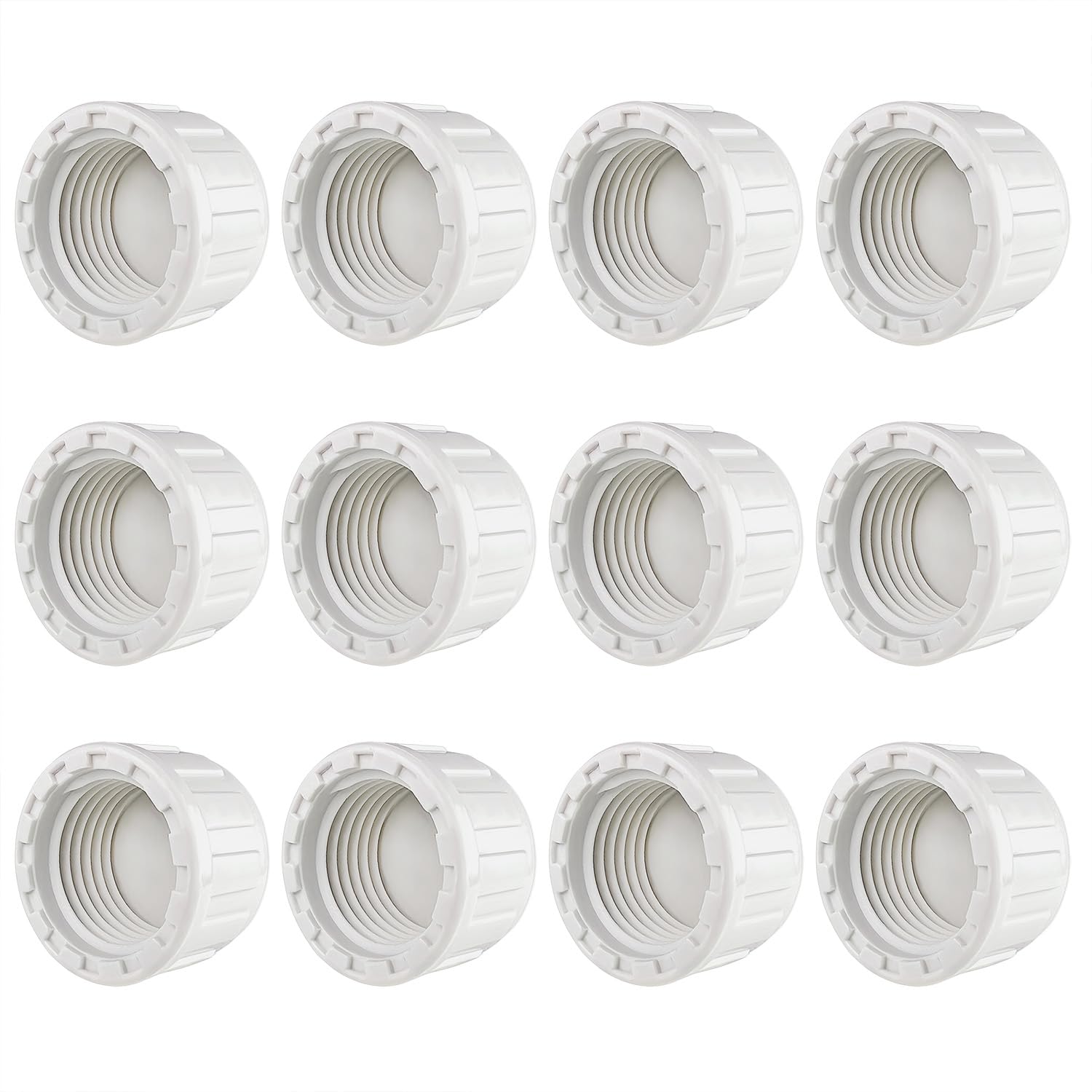 Photo 1 of 12PCS 1/2" PVC Sprinkler Cap, End Female Thread Pipe Plug Adapter for Irrigation, DIY Projects,Sprinkler Head Cap, Water Line, Plumbing Repair, Compatible with Rainbird Systems