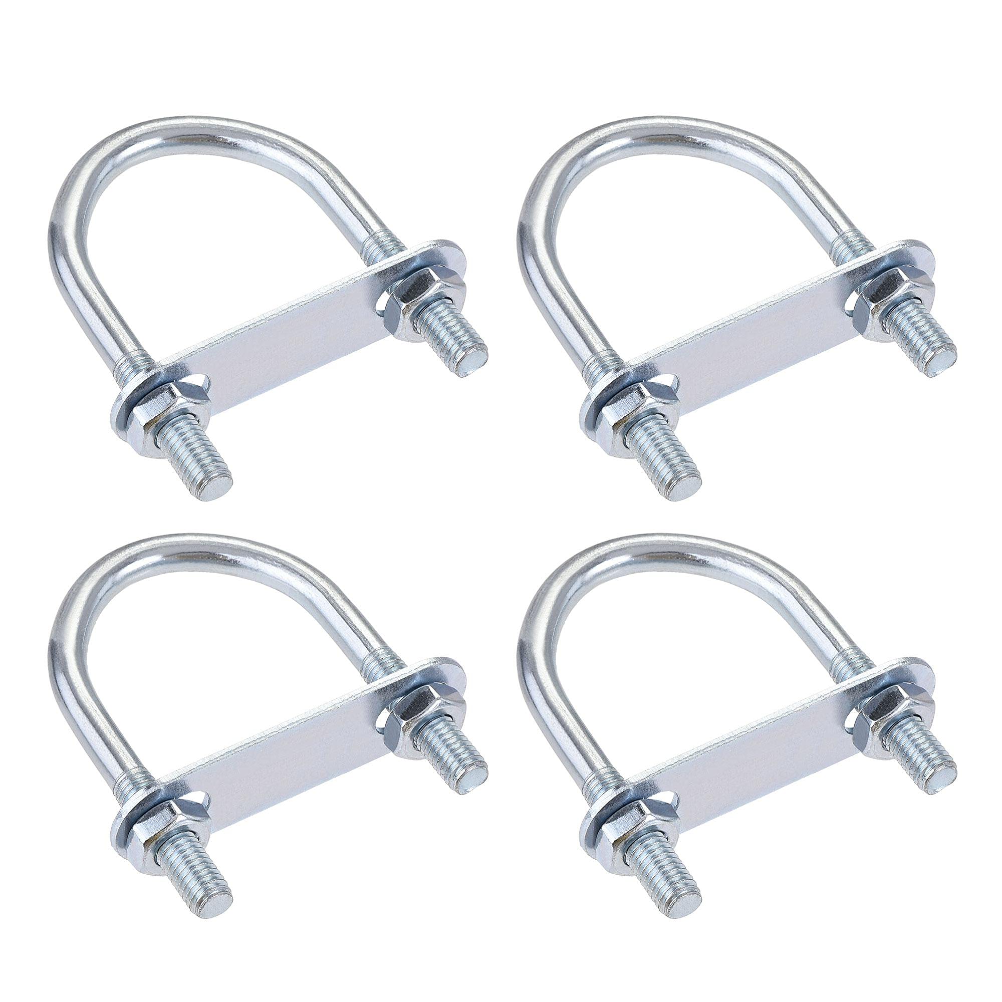 sourcing map Round U-Bolts 4 Sets 1.65"(42mm) Inner Width 75mm Length Steel M8 with Nut, Plate