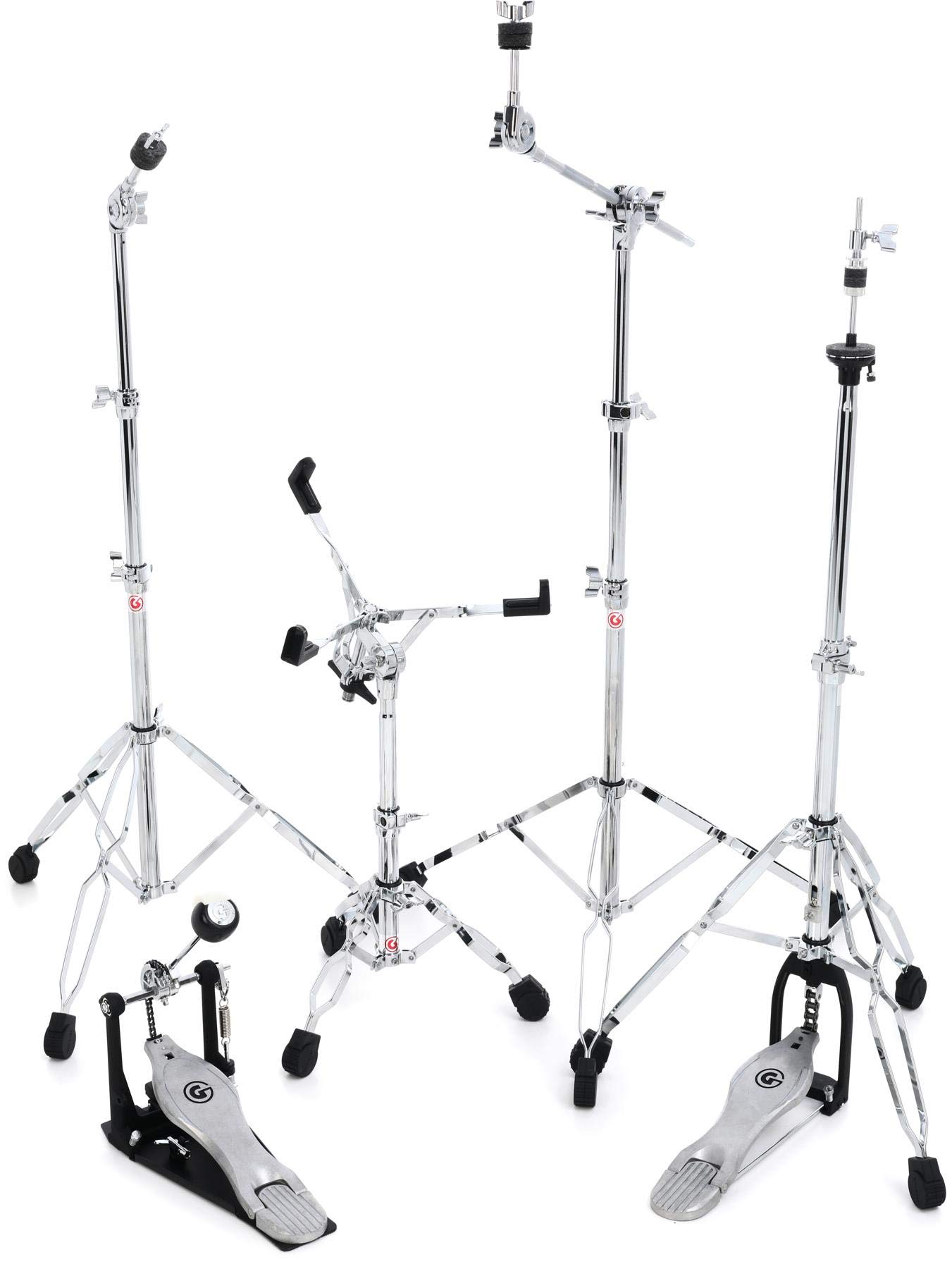Gibraltar Hardware Pack 5700PK, consisting of: 5706 Snare Stand, 5707 Hi-Hat Stand, 5709 Cymbal boom stand, 5710 straight cymbal stand, 5711S Single Pedal