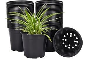 Whonline 50 Pack 1 Gallon Nursery Pots Flexible Plastic Plant Seeding Pots, Seed Starting Pots for Flower Seedling, Cuttings, Transplanting