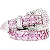 AWAYTR Kids Rhinestone Western Belt - Cowboy Cowgirl Belts with Bling Diamond Studded and Sequin Leather Belt for Jeans
