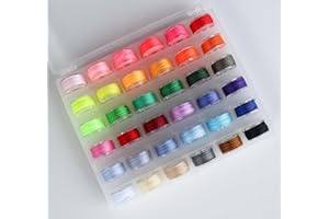 VINIUSIKI Sewing Machine Bobbins with Storage Case, 36 Pieces, Pre-Wound Multi-Color Thread Set for Hand and Machine Sewing Assorted Colors Perfect Tools for DIY