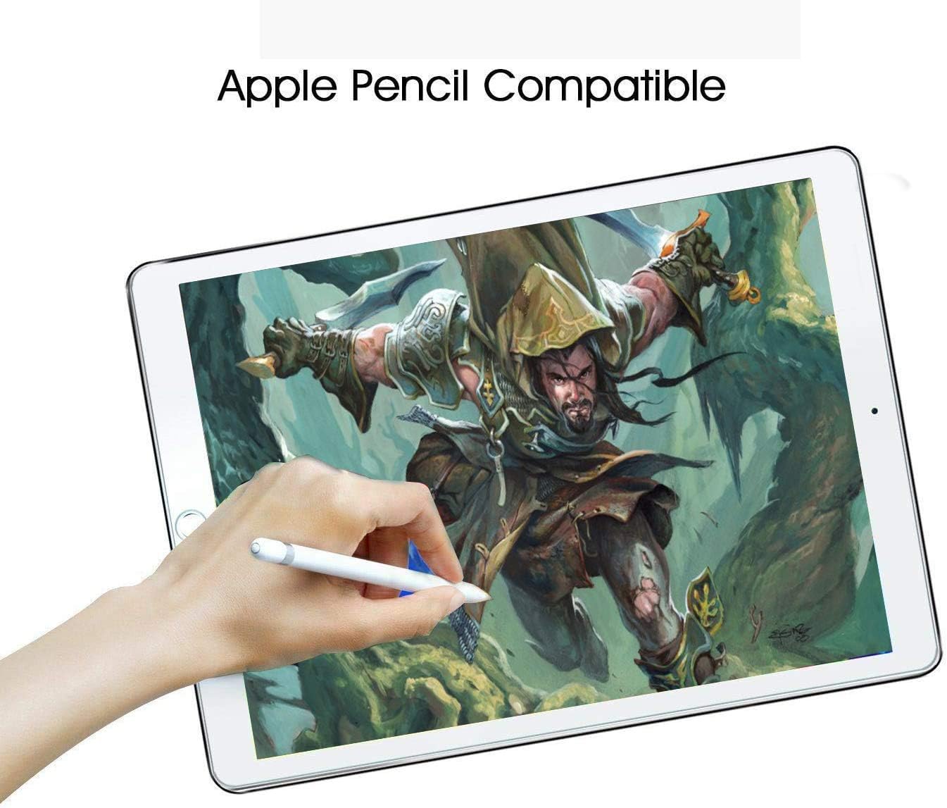 Screen Protector for iPad Air 1/ iPad Air 2/ iPad Pro/iPad 5/ iPad 6/9.7-Inch, Tempered Glass Compatible with for iPad Pencil/Scratch-Resistant/9H Hardness