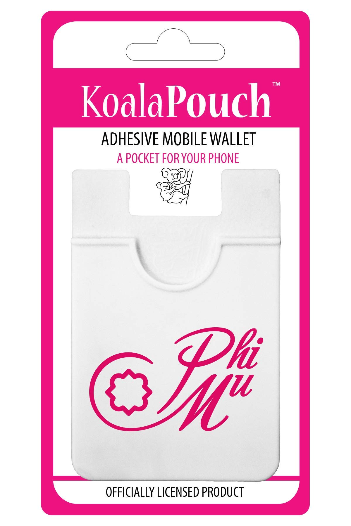 Sorority ShopPhi Mu - Koala Pouch - Logo Design, Adhesive cell phone wallet