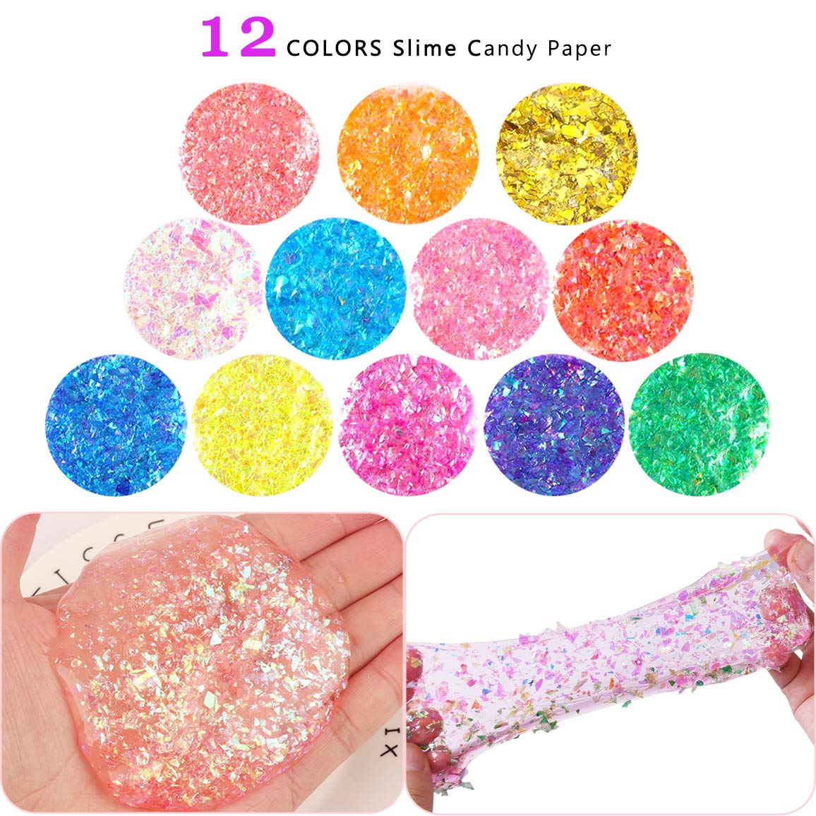 60 Pièces Slime Fournitures Kit, VDROL Compris Slime Mousse Perles, Bol de Poisson Perles,Pots de paillettes,Papier de Sucre,Tranches,Confettis pour la création de Slime DIY (Venez avec pas de Colle)