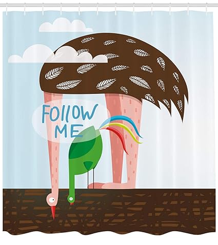 Amazon Com Lunarable Quirky Shower Curtain Ostrich And Rooster