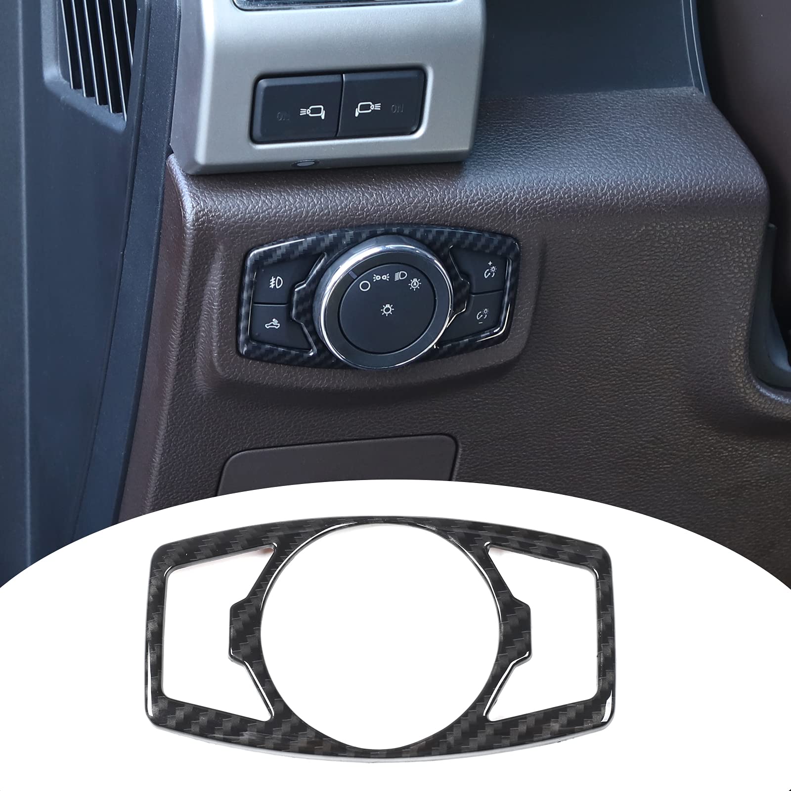 Photo 1 of RT-TCZ Headlight Switch Button Cover Trim for Ford F150 & Mustang 2015-2022(Carbon Fiber Grain)