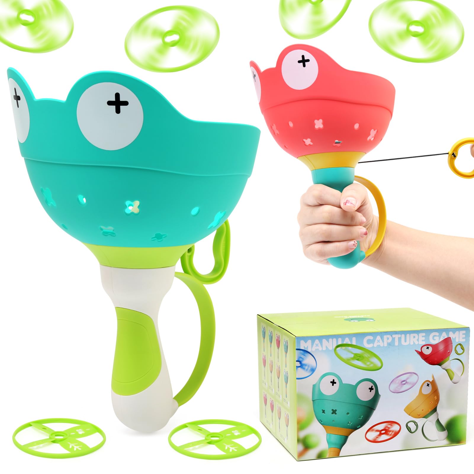 Ballery Outdoor Toys for Kids 4-8, Toddler Garden Toys, Flying Launcher Toy with 2 Launchers & 12 Discs, Garden Toys for 3 4 5 6 Years Old Boys and Girls, Outdoor Games for Kids