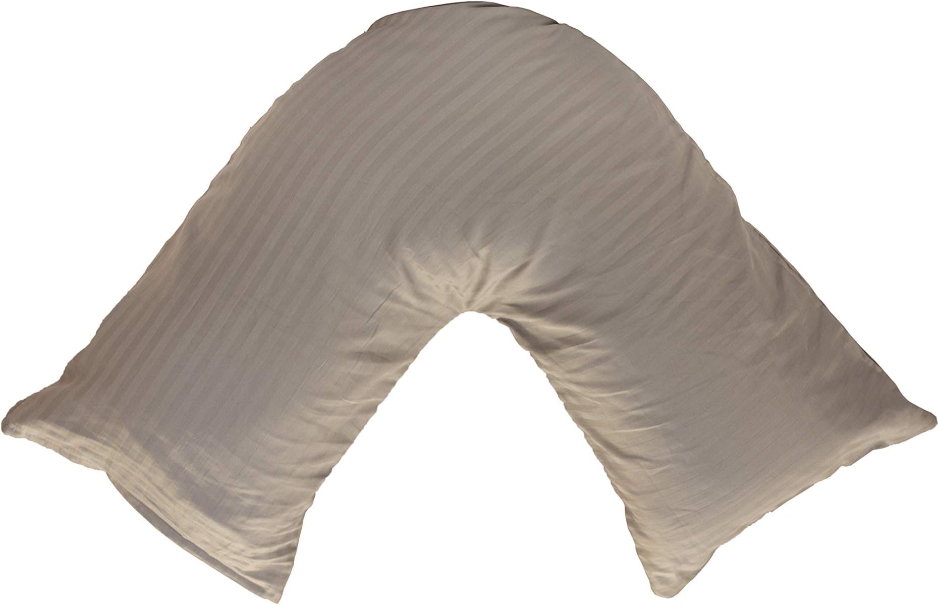 AR Textile 100% Cotton 300 Thread Count Satin Stripe Luxury V- Shaped Pillowcases in 4 colors (Grey)