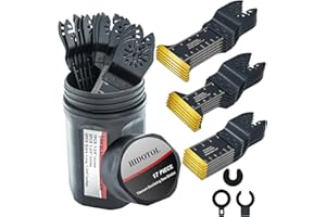 HIDOTOL 17 PCS Titanium Oscillating Saw Blades Universal Multitool Blades for Cutting Hard Material, Metal Nails, Wood, Plastic, Oscillating Tool Blades Kit fit in Sturdy Round Case.