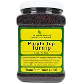 TnT Seed Company Purple Top Turnip Deer Food Plot Seed, 1/2 Acre, Cold Hardy Annual Brassica, Leafy Forage &amp; Large Bulbs for Late Season Attraction