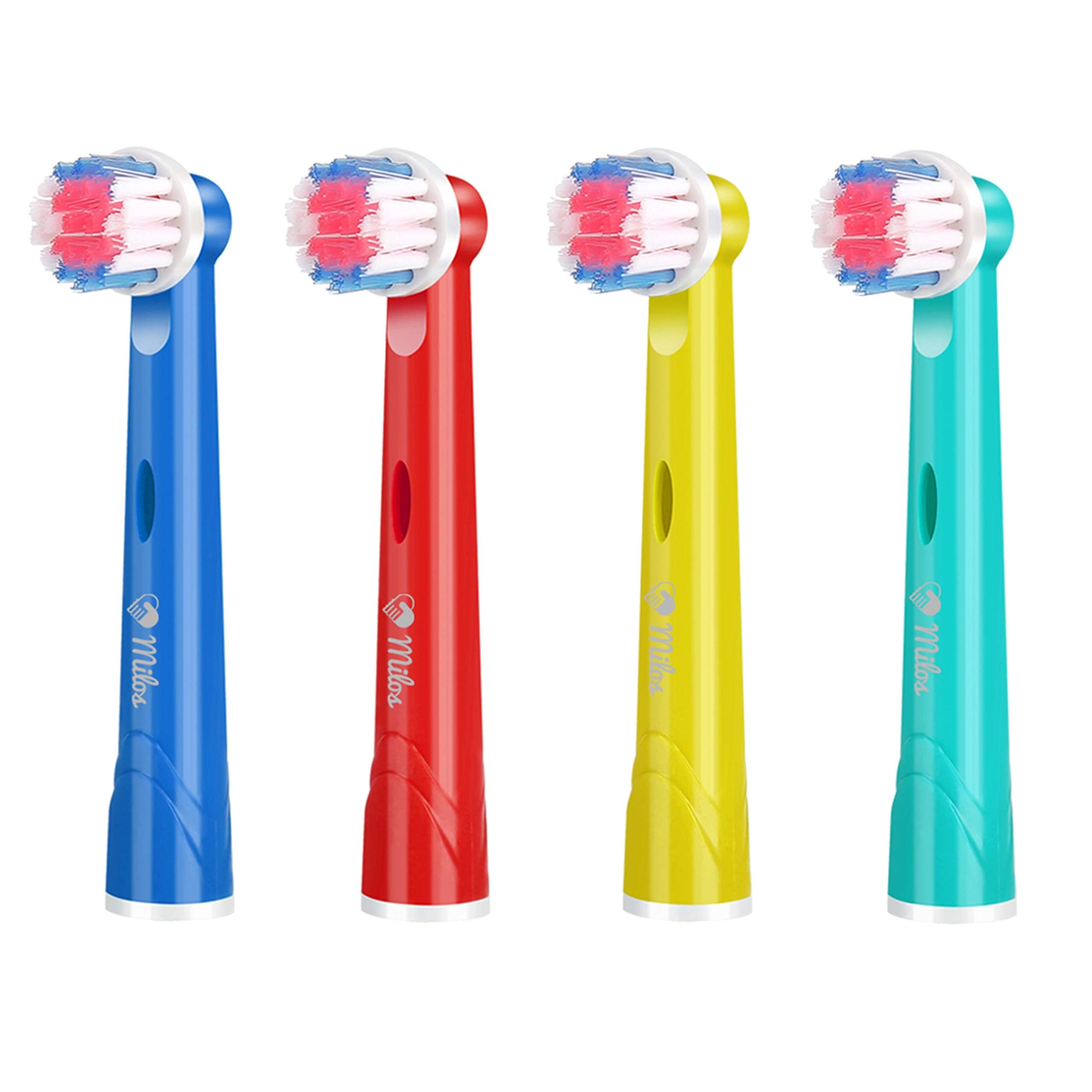 Toothbrush Heads Compatible with Oral B - Milos Kids 4 Pack Replacement Brush Heads for Most Braun Oral B Electric Toothbrushes, Deep and Precise Cleaning Toothbrush Heads