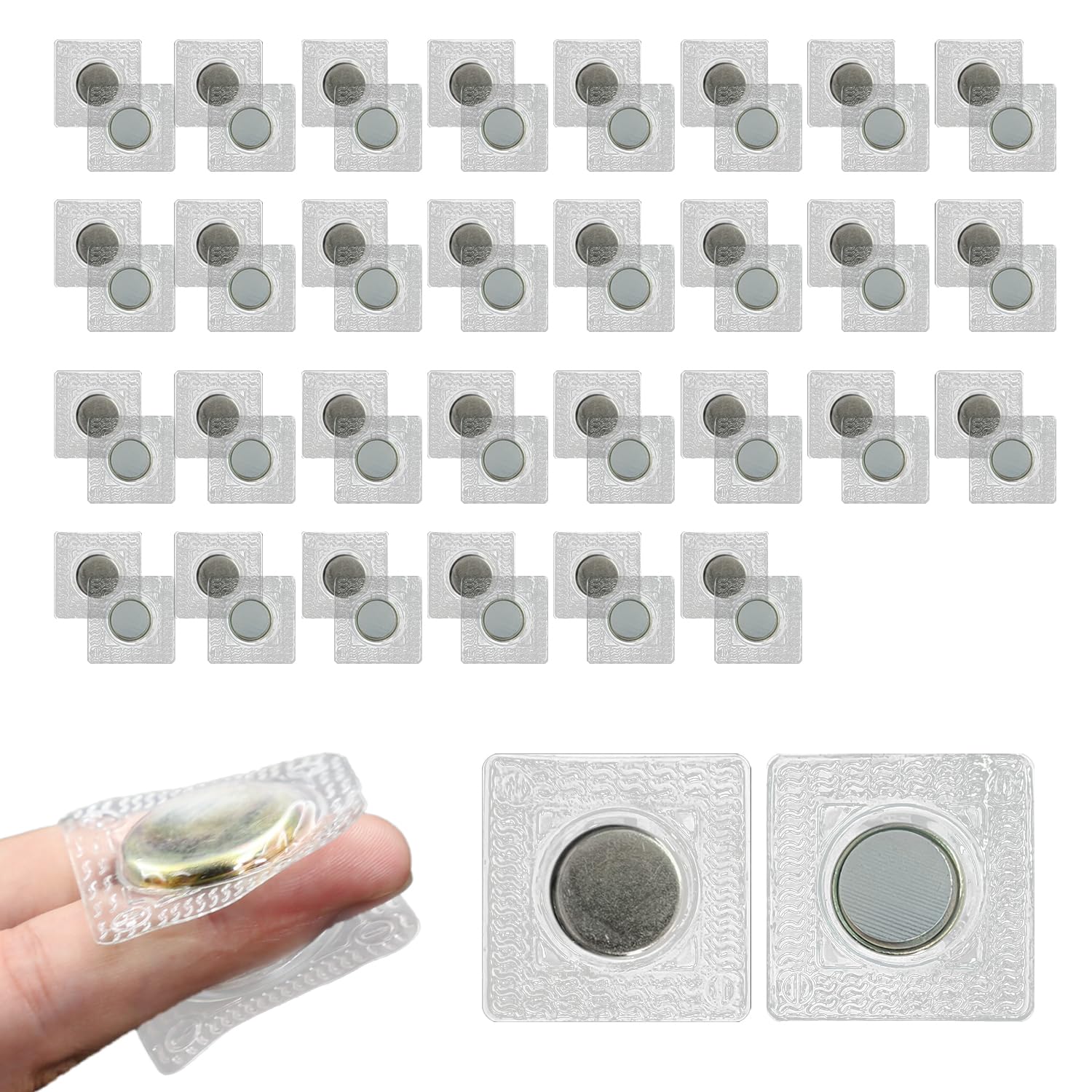30 Pairs of Invisible Magnet Buckles, Mini Hidden Magnet Buttons, PVC Plastic Wrapped Magnets, Sew Magnetic Snap, Suitable for Clothes, Purses, Backpacks