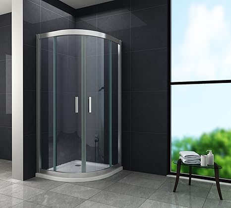 6 mm Duschkabine Duschabtrennung Eck-Dusche Viertelkreis 80 x 80 x 195 cm FRESH ohne Duschtasse