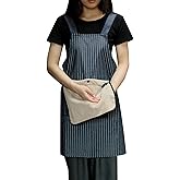 Welan Apron for Women with Pocket, Cross Back No Tie Pinafore No Tie for Kitchen Garden Cooking with Hand Wipe (2 Colors)