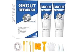 ANTIVP Tile Grout Repair Kit, 2 Pack White Grout Filler, Fast Drying and Waterproof Tile Grout Repair for Bathroom Shower Kitchen, Restore & Renew Tile Joints Line