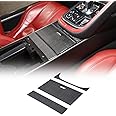 Daeiclru Real Carbon Fiber Car Central Control Storage Box Panel Sticker Compatible with Jaguar F-Type 2013-2022, Interior Center Console Panel Decorative Trim Accessories, 3PCS (Black)