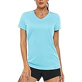 MAGCOMSEN Women's T Shirts Short Sleeve Workout Tops UPF 50+ Sun Protection V-Neck Moisture Wicking Quick Dry Tee