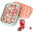 VVAYHUA Ice Cube Tray, 2 Pack Flexible Silicone 22 Ice Balls Maker with Lid BPA Free Easy-Release Ice Cube Trays for Freezer, DIY Homemade Round Ice Cubes for Whiskey, Cocktails, Coffee
