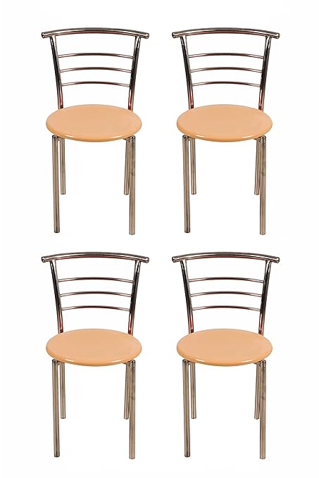 DZYN Furnitures Fabsy Interiors Chairs In Steel Finish - Beige (Set of 4 Pcs.)