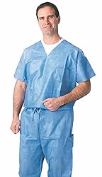 Medline Disposable Scrub Shirt, V-Neck, Medium