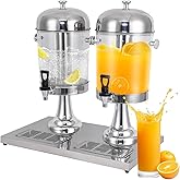 BAVNNRO 4.5 Gallon Drink Dispensers for Parties, Beverage Dispenser with Stand, Commercial Hot Cold Juice Dispenser with Ice Container and Stainless Steel Drip Trays for Beer, Water Lemonade