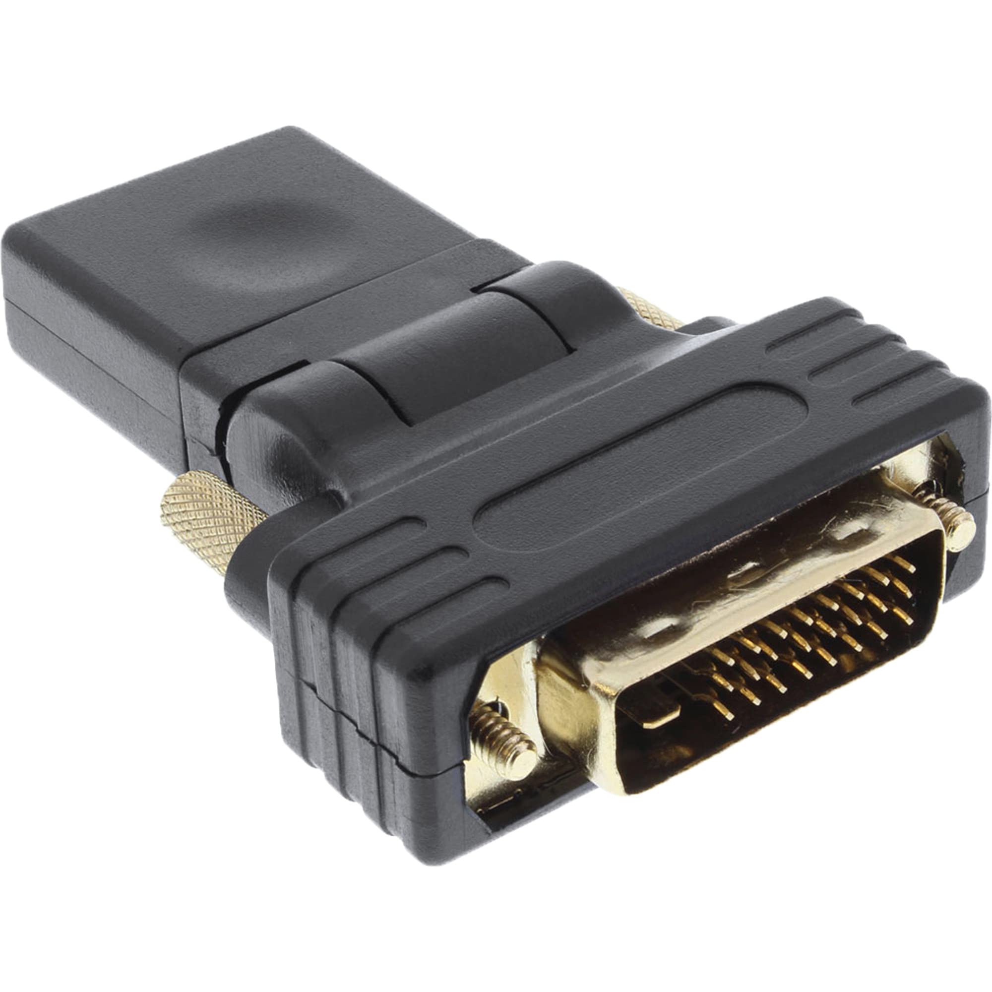 InLine 17660 W HDMI Female to DVI Male Adapter (Gold-Plated Contacts, Flexible Angle, 4K2K Compatible)