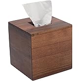 Tissue Box Cover, Square Tissue Box Holder, Acacia Wood Facial Paper Holder for Bathroom, Bedroom, Dinner Table, Office (1 Pack, 5.7 x 5.7 x 5.7 inch)