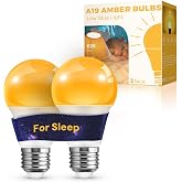 L LOHAS LED Sleep Aid Amber Light Bulbs, Blue Light Blocking | A19 9W(60 Watt Equivalent) Dim Light Bulbs, 1800K Warm Light Bulb, E26 Base, 2 Pack