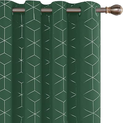 Deconovo Blackout Curtains Eyelet Foil Diamond Thermal 52 x 84 Dark Forest 2
