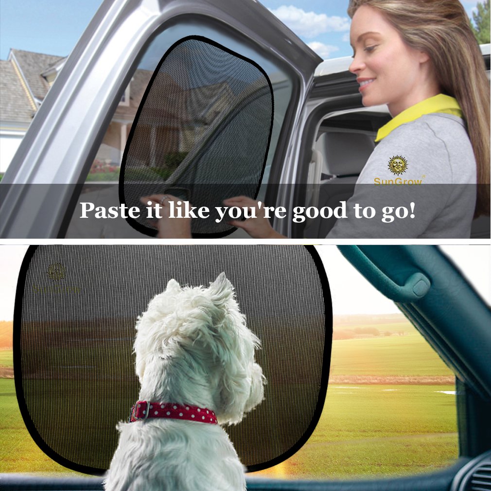 3 Car Sunscreen Shade for Dogs --- Covers and Protects Pets from Harmful UV Rays, Sunglare and Heat - Ideal for Side and Rear Windows - Premium Quality PVC