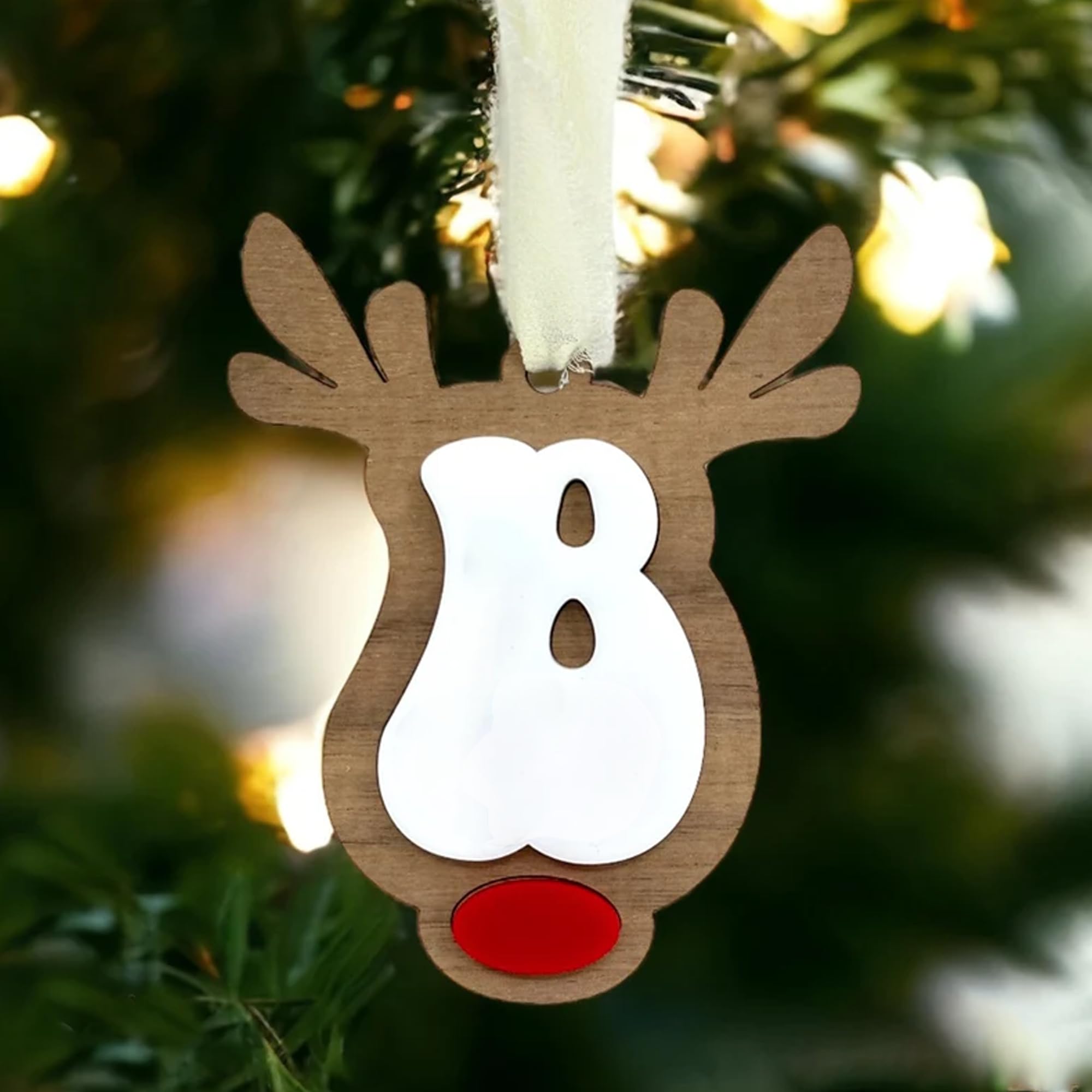 Photo 1 of 26 Letter Reindeer Ornaments - Christmas Tree Decorations - 4in (B)