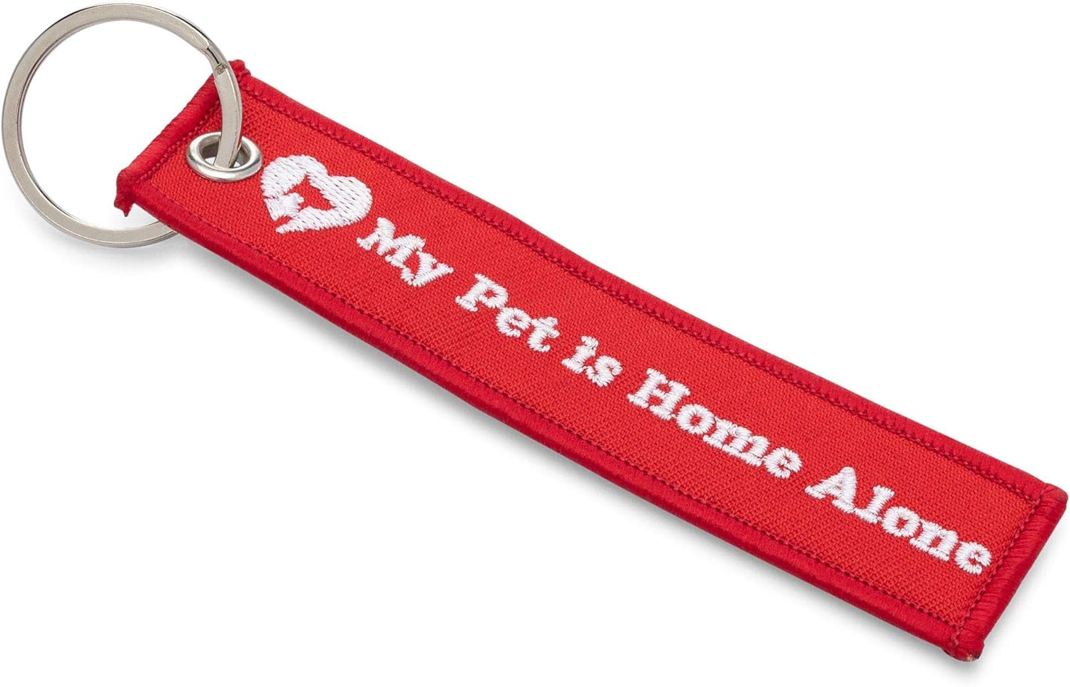 My Pet Is Home Alone Double Sided Embroidered Canvas Keychain