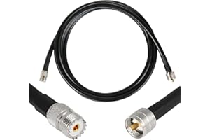 WIZACE 10 ft PL259 to SO239 S-MR400 Extension Cable (50 Ohm), UHF Male to Female Low-Loss Coax Jumper for CB/UHF/VHF/HAM/Shortwave/Amateur Radio Equipment and Antennas