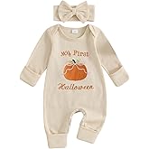 Socutebabe My First Thanksgiving Baby Girl Outfit Newborn Homemade Rolls Onesie Waffle Knit Romper Jumpsuit Cute Clothes