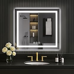 LOAAO 30"X30" LED Mirror for Bathroom, Lighted