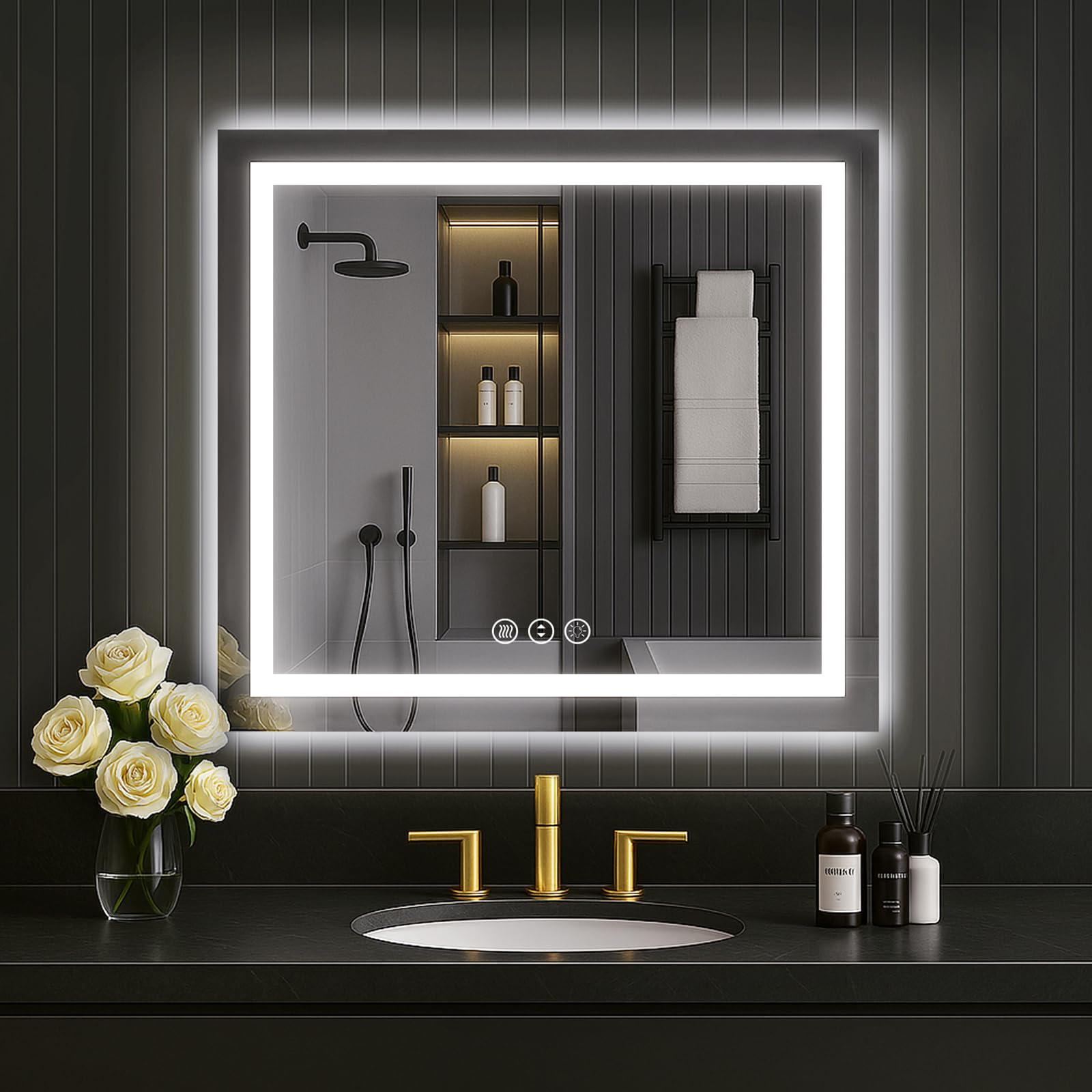 LOAAO 30"X30" LED Mirror for Bathroom, Lighted