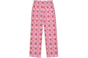 GOODOLD Strawberries Bows Pink Pajama Pants Cozy Soft Elastic Waistband Lounge Pants for Home and Sleep, S